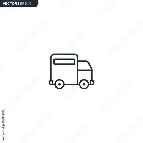Truck delivery, linear style sign for mobile concept and web design.