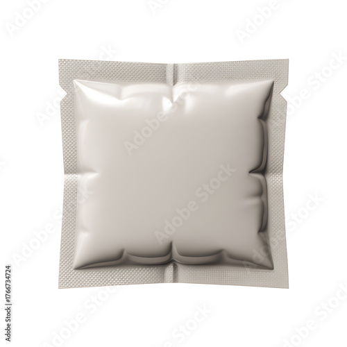 Blank white sachet isolated on white background