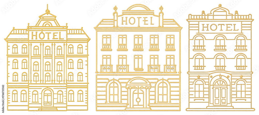 Fototapeta premium Elegant vintage hotel illustrations