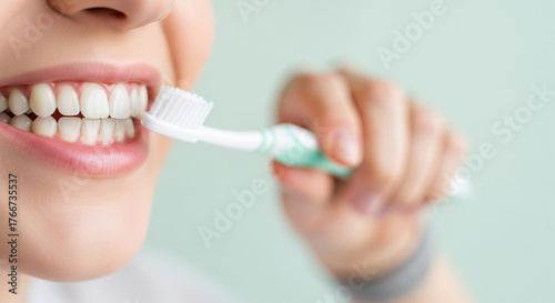 Healthy Smile – Clean White Teeth and Pink Gums with Toothbrush