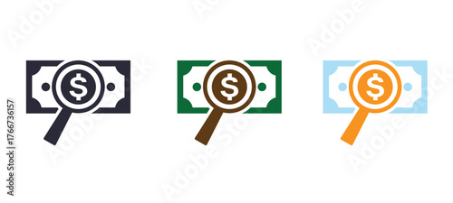 Financial Search and Investigation Icon Set