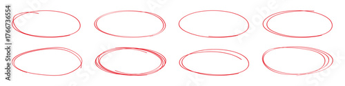 Red marker rings for highlighting important areas. Hand drawn shapes for corrections and warnings. Scribble graphics for visual accent