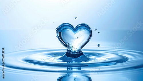 Heart-shaped water droplet splashing in nature's environment high-speed capture of a stunning watersplash