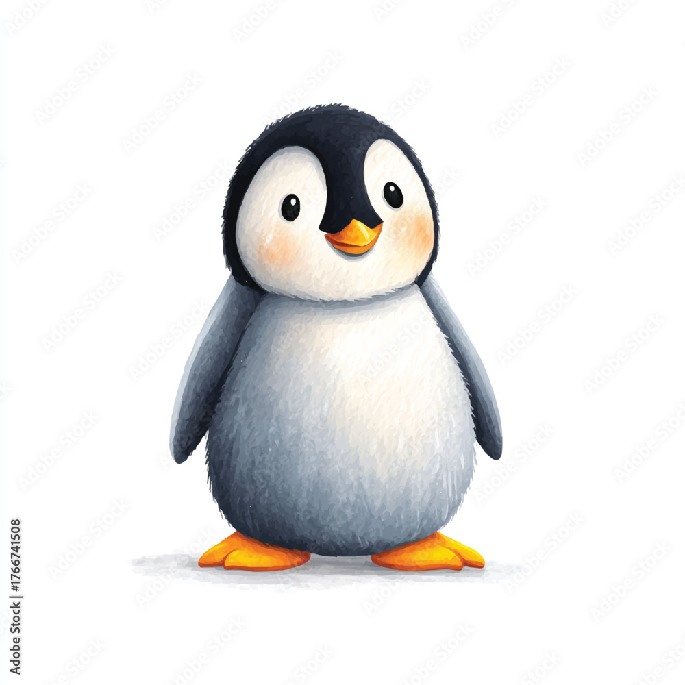 Fototapeta premium Adorable Baby Penguin Cartoon Illustration with Cheerful Expression