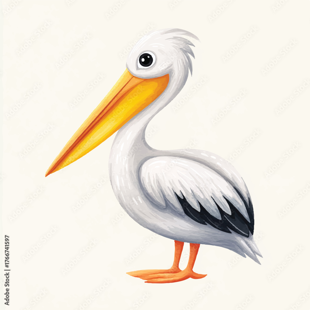 Fototapeta premium Adorable Cartoon Pelican Bird Character Illustration