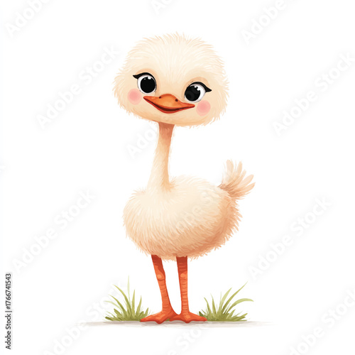 Adorable Cartoon Baby Ostrich Character Illustration