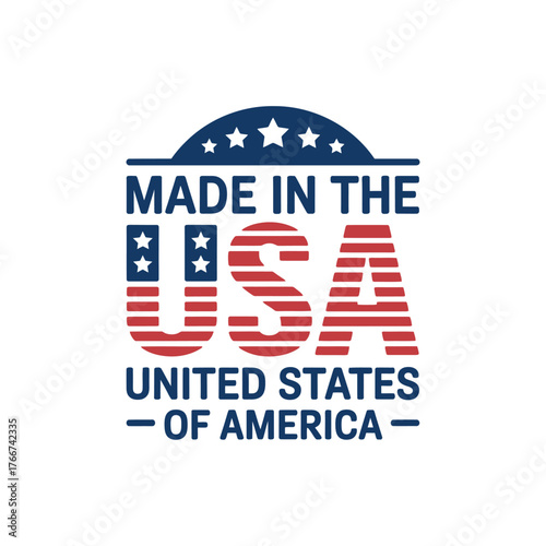 Classic made in the usa emblem with stars stripes and text