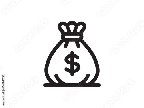 Dollar Pouch 2D Vector Line Design