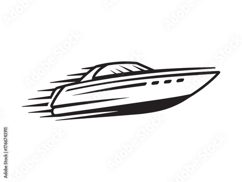Fast Speedboat Outline Simple Vector Graphic