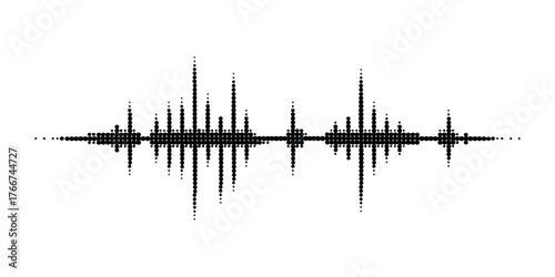 Abstract black and white sound wave pattern with dotted texture