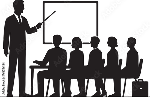 Business man and woman silhouette in office meeting setting