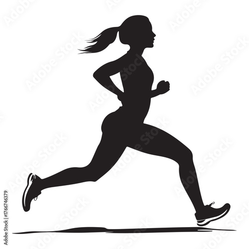 Vector silhouette of a women runner 