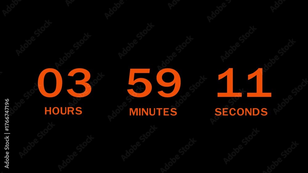 8 Hours countdown timer number animation. Countdown timer from hours ...