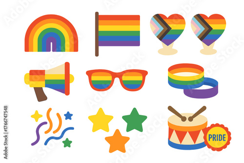 Vibrant Icons for Rainbow and Progress Pride Celebration Events