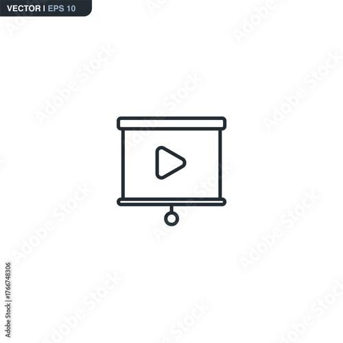 Video presentation, linear style sign for mobile concept and web design