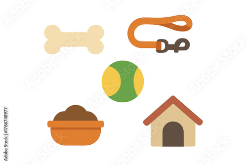 Essential icons for dog care and pet accessories collection