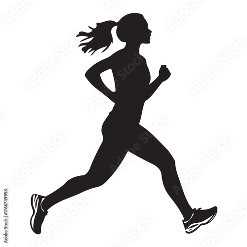 Vector silhouette of a women runner 