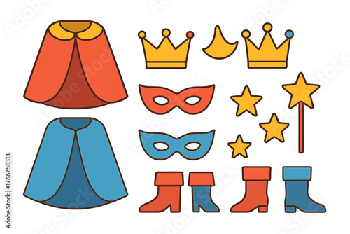 Colorful fantasy costume accessories for imaginative dress up play