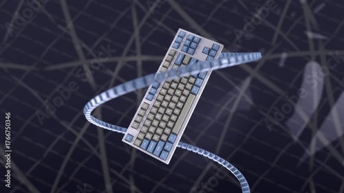 Wallpaper Mural Floating keyboard with abstract spheres in modern 3D animation Torontodigital.ca