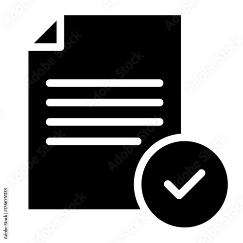 file with checkmark icon. Approved document icon 