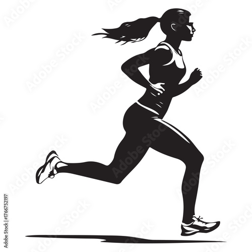 Vector silhouette of a women runner 