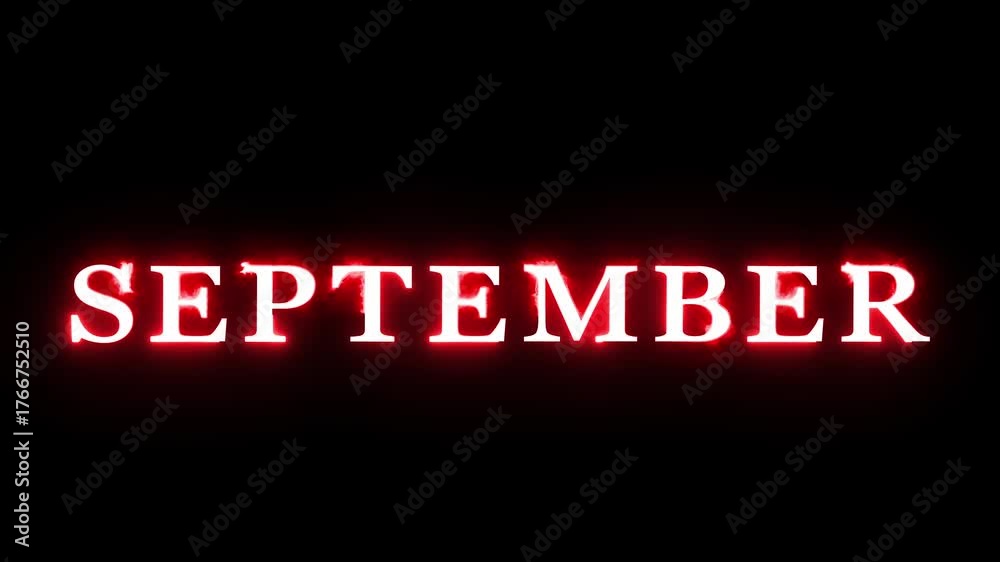 September Lettering Neon Neon September month text animation. 9th month of year. Calendar month ...