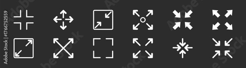 Expand screen line icon, full size display vector symbol, enlarge window interface button, digital app vector illustration