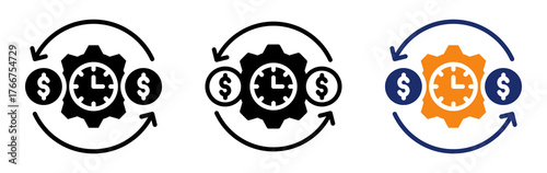 Business Efficiency Icon Collection Glyph & Mixed Style 