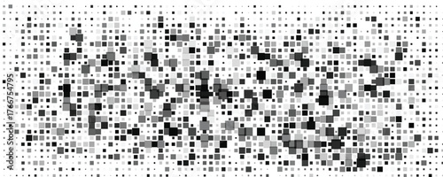 Abstract black and white texture. Dark chaotic background. Pattern from diverse elements of grunge style. Old dirty vintage modern surface