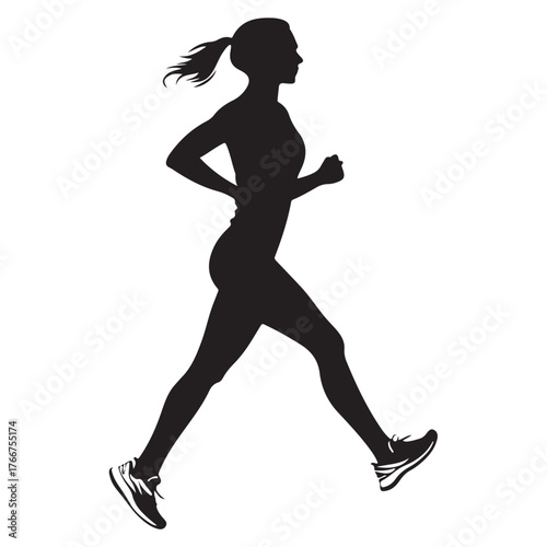 Vector silhouette of a women runner 