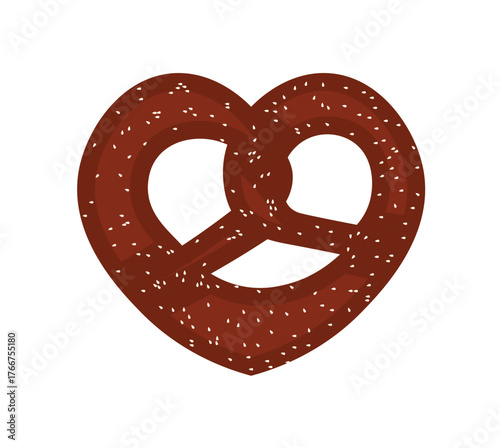 Traditional German pretzel bread with white til texture food illustration design background