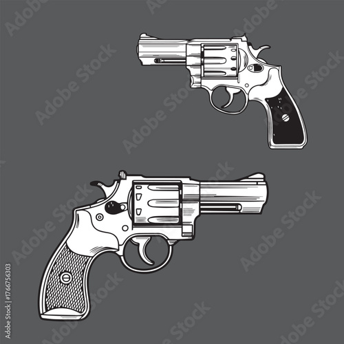 Photography Pistol Gun Illustration – Modern Handgun Vector Design