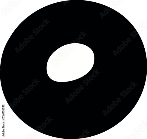 Abstract Black Bagel Silhouette with Elliptical Center Hole Design
