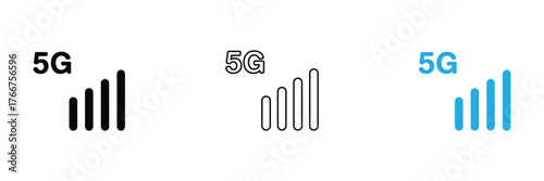 Sleek 5G signal bars icon representing fast wireless speed and seamless connectivity for a modern digital world. Elevate your tech content.
