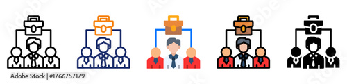 Work Organization Icon Multiple Style Collection Set 