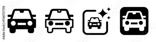 Vector illustration of a car icon with a transport sign and parking symbol representing urban mobility, traffic navigation, and vehicle services in a clean modern style for digital and print design