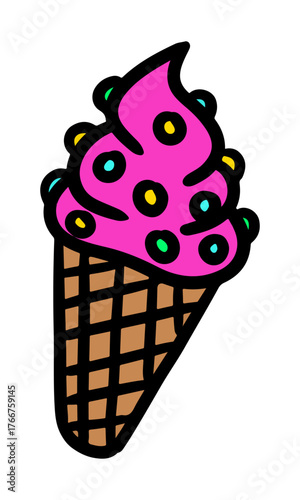 sweet ice cream lolipop scoop pattern seamless border frame