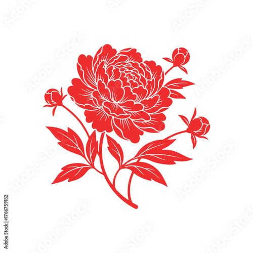Photography Red peony flower, a symbol of wealth and honor in china