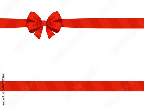 Red ribbon bow knot. Hand drawn trendy flat style isolated on transparent background. Perfect for gift box wrapping, holiday cards, packaging, festive decorations, warping decor. Vector illustration