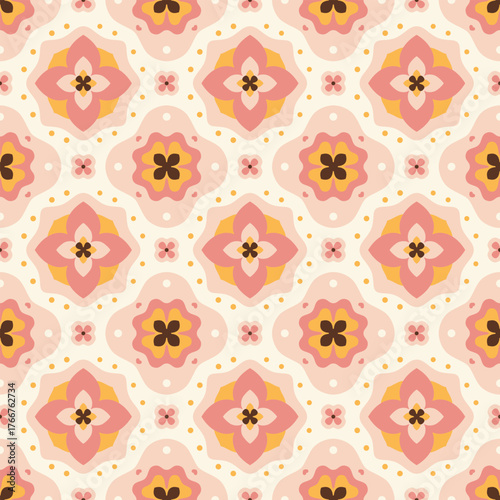 orange and pink  Tile Seamless Pattern