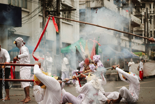 Vegetarian Festival Procession in Thung Song, Nakhon Si Thammarat, Thailand