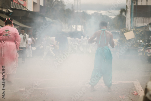 Vegetarian Festival Procession in Thung Song, Nakhon Si Thammarat, Thailand
