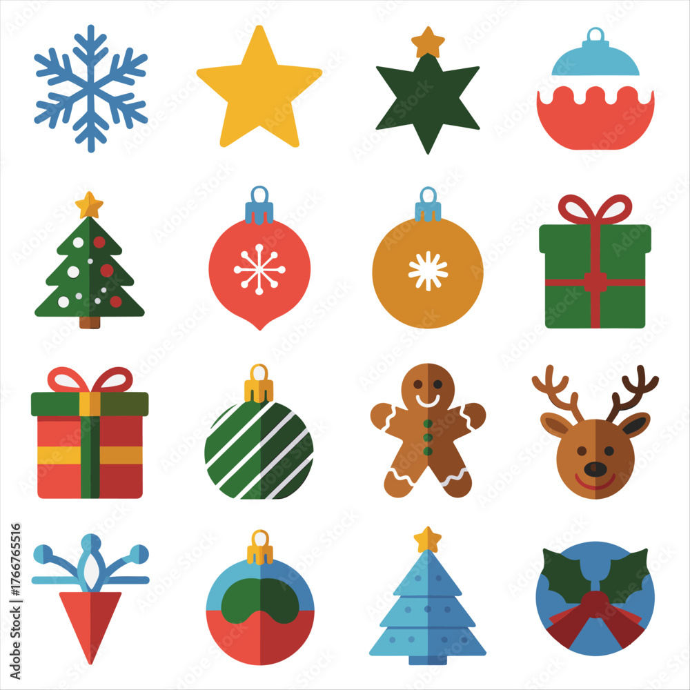 Fototapeta premium Festive christmas ornaments and decorations collection for holiday celebrations