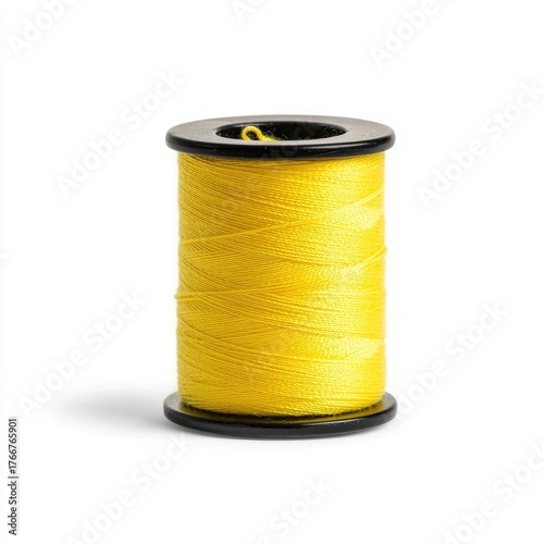 Bright Yellow Sewing Thread on Black Spool Perfect for Crafting, Tailoring, and DIY Projects