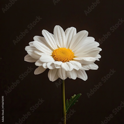 Delicate White Daisy Flower with Vibrant Yellow Center Against a Dark Background