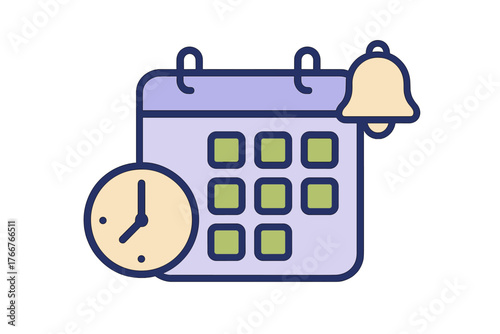 Clock and calendar icon concept for time management and scheduling