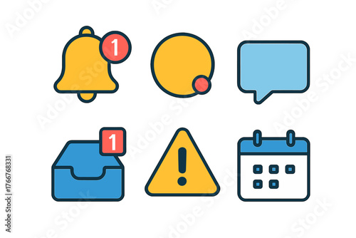 Collection of interface icons for notifications and alerts with badge counters