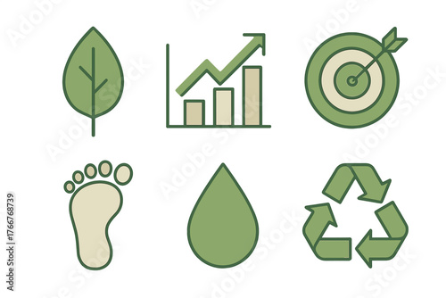 Six essential icons for ecology and sustainability concepts