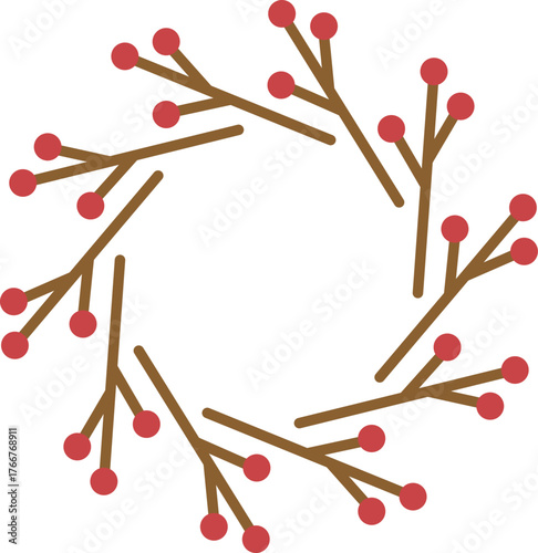 枝と赤い木の実のフレーム