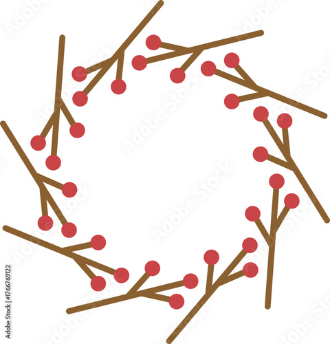 枝と赤い木の実のフレーム